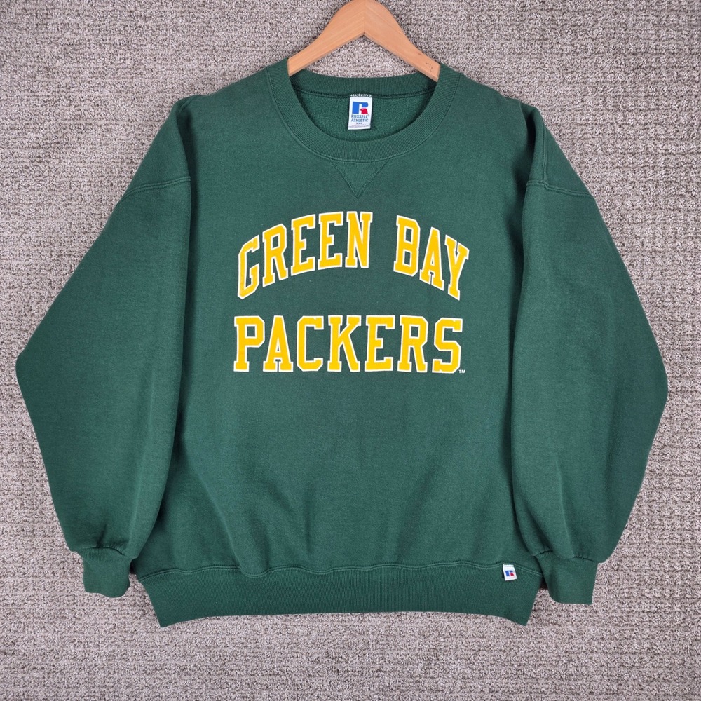 Vintage Russell Athletic Green Bay Packers Sweatshirt XXL Green Made in USA